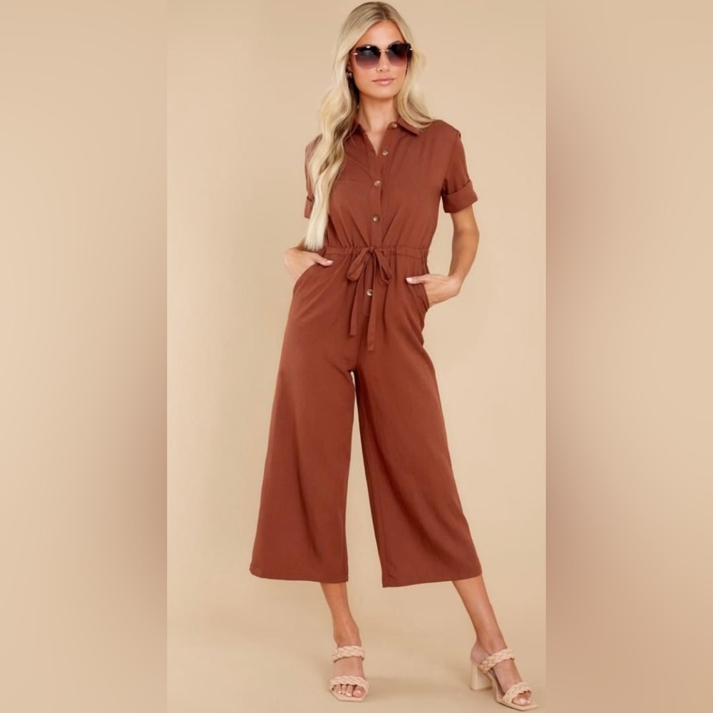 NWT Red Dress Boutique Midday Style Brown Jumpsuit